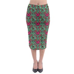 Retro 1880s Flowers Pattern 3 Midi Pencil Skirt by violetheavensky