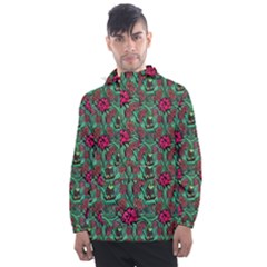 Retro 1880s Flowers Pattern 3 Men s Front Pocket Pullover Windbreaker by violetheavensky