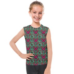 Retro 1880s Flowers Pattern 3 Kids  Mesh Tank Top by violetheavensky