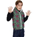 Retro 1880s Flowers Pattern 3 Kids  Stylish Hooded Puffer Vest View3