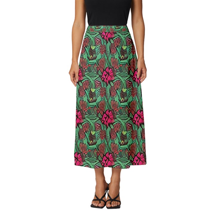 Retro 1880s Flowers Pattern 3 Classic Midi Chiffon Skirt