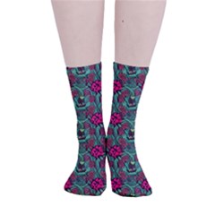 Retro 1880s Flowers Pattern 3 Smooth Crew Length Tube Socks by violetheavensky