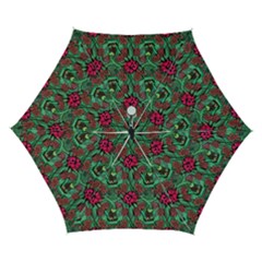 Retro 1880s Flowers Pattern 3 Automatic Folding Umbrella With Case (small) by violetheavensky