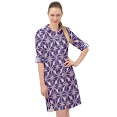 Royal Fractal Pattern 4 Long Sleeve Mini Shirt Dress by violetheavensky