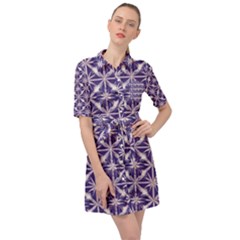 Royal Fractal Pattern 4 Belted Shirt Dress by violetheavensky