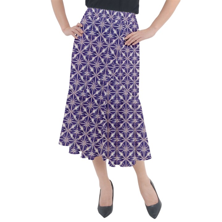 Royal Fractal Pattern 4 Midi Mermaid Skirt