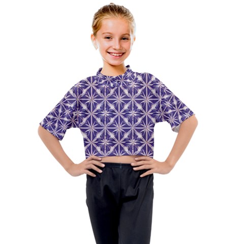 Royal Fractal Pattern 4 Kids Mock Neck T-shirt by violetheavensky