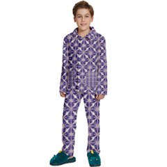 Royal Fractal Pattern 4 Kids  Long Sleeve Velvet Pajamas Set by violetheavensky