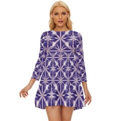 Royal Fractal Pattern 4 Long Sleeve Babydoll Dress by violetheavensky