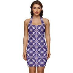 Royal Fractal Pattern 4 Sleeveless Wide Square Neckline Ruched Bodycon Dress by violetheavensky