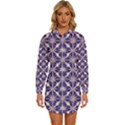 Royal Fractal Pattern 4 Womens Long Sleeve Shirt Dress View1