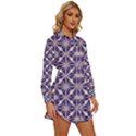 Royal Fractal Pattern 4 Womens Long Sleeve Shirt Dress View3