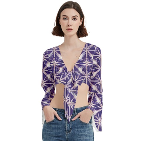 Royal Fractal Pattern 4 Trumpet Sleeve Cropped Top by violetheavensky