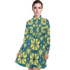 Royal Fractal Pattern 2 Long Sleeve Chiffon Shirt Dress by violetheavensky