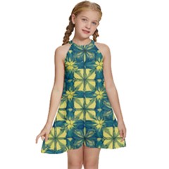 Royal Fractal Pattern 2 Kids  Halter Collar Waist Tie Chiffon Dress by violetheavensky