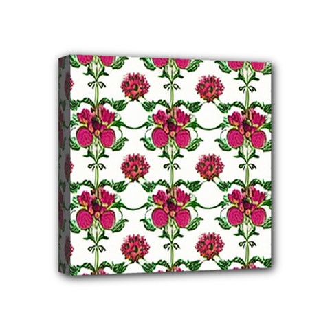 Retro 1880s Flowers Pattern 2 Mini Canvas 4  X 4  (stretched) by violetheavensky