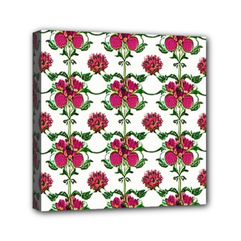 Retro 1880s Flowers Pattern 2 Mini Canvas 6  X 6  (stretched) by violetheavensky