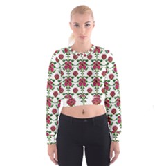 Retro 1880s Flowers Pattern 2 Cropped Sweatshirt by violetheavensky