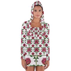 Retro 1880s Flowers Pattern 2 Long Sleeve Hooded T-shirt by violetheavensky