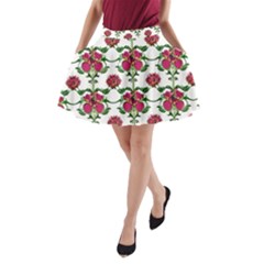 Retro 1880s Flowers Pattern 2 A-line Pocket Skirt by violetheavensky