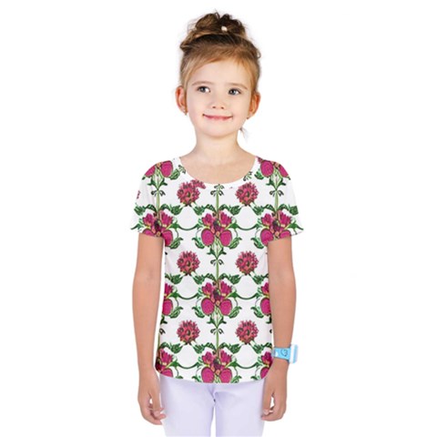 Retro 1880s Flowers Pattern 2 Kids  One Piece T-shirt by violetheavensky