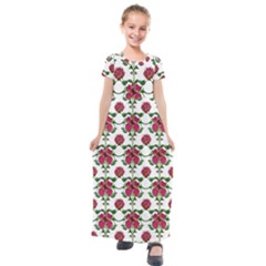 Retro 1880s Flowers Pattern 2 Kids  Short Sleeve Maxi Dress by violetheavensky