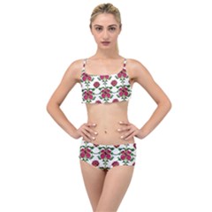 Retro 1880s Flowers Pattern 2 Layered Top Bikini Set by violetheavensky