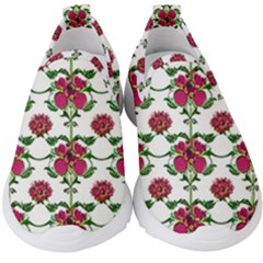 Retro 1880s Flowers Pattern 2 Kids  Slip On Sneakers by violetheavensky