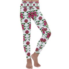 Retro 1880s Flowers Pattern 2 Kids  Lightweight Velour Classic Yoga Leggings by violetheavensky