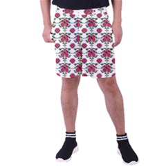 Retro 1880s Flowers Pattern 2 Men s Pocket Shorts by violetheavensky