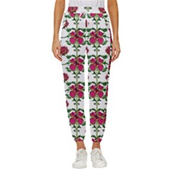 Retro 1880s Flowers Pattern 2 Women s Cropped Drawstring Pants by violetheavensky