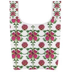 Retro 1880s Flowers Pattern 2 Foldable Shopping Bag by violetheavensky