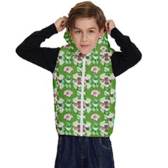 Retro 1880s Flowers Pattern 4 Kids  Stylish Hooded Puffer Vest by violetheavensky