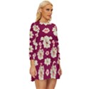 Retro 1880s Flowers Pattern Long Sleeve Babydoll Dress View3