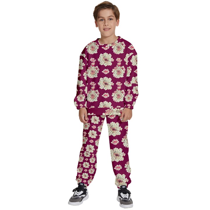 Retro 1880s Flowers Pattern Kids  Sweatshirt set