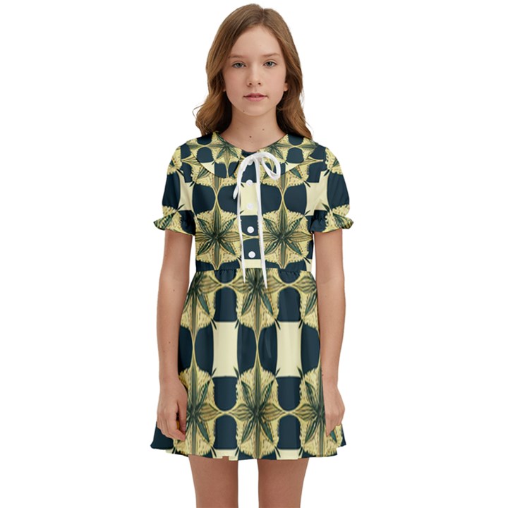 Royal Fractal Pattern Kids  Sweet Collar Dress