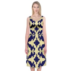 Royal Fractal Pattern 3 Midi Sleeveless Dress by violetheavensky