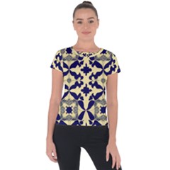 Royal Fractal Pattern 3 Short Sleeve Sports Top  by violetheavensky