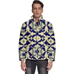 Royal Fractal Pattern 3 Men s Puffer Bubble Jacket Coat by violetheavensky