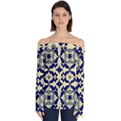 Royal Fractal Pattern 3 Off Shoulder Long Sleeve Top by violetheavensky