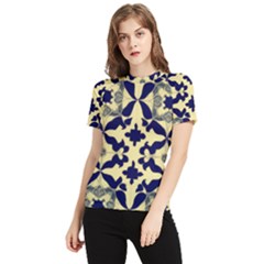 Royal Fractal Pattern 3 Women s Short Sleeve Rash Guard by violetheavensky