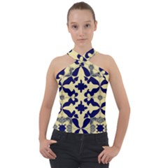 Royal Fractal Pattern 3 Cross Neck Velour Top by violetheavensky