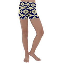 Royal Fractal Pattern 3 Kids  Lightweight Velour Yoga Shorts by violetheavensky