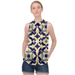 Royal Fractal Pattern 3 High Neck Satin Top by violetheavensky