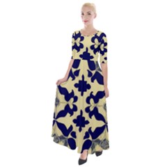 Royal Fractal Pattern 3 Half Sleeves Maxi Dress by violetheavensky