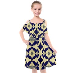 Royal Fractal Pattern 3 Kids  Cut Out Shoulders Chiffon Dress by violetheavensky