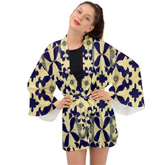 Royal Fractal Pattern 3 Long Sleeve Kimono by violetheavensky