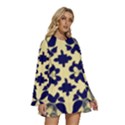 Royal Fractal Pattern 3 Round Neck Long Sleeve Bohemian Style Chiffon Mini Dress View3