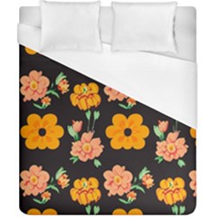 Retro 40s 50s Flowers Pattern Halloween 3 Duvet Cover (california King Size) by violetheavensky