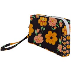 Retro 40s 50s Flowers Pattern Halloween 3 Wristlet Pouch Bag (small) by violetheavensky